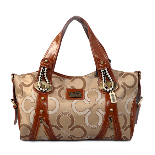 Coach Logo Monogram Medium Khaki Totes EJP | Women